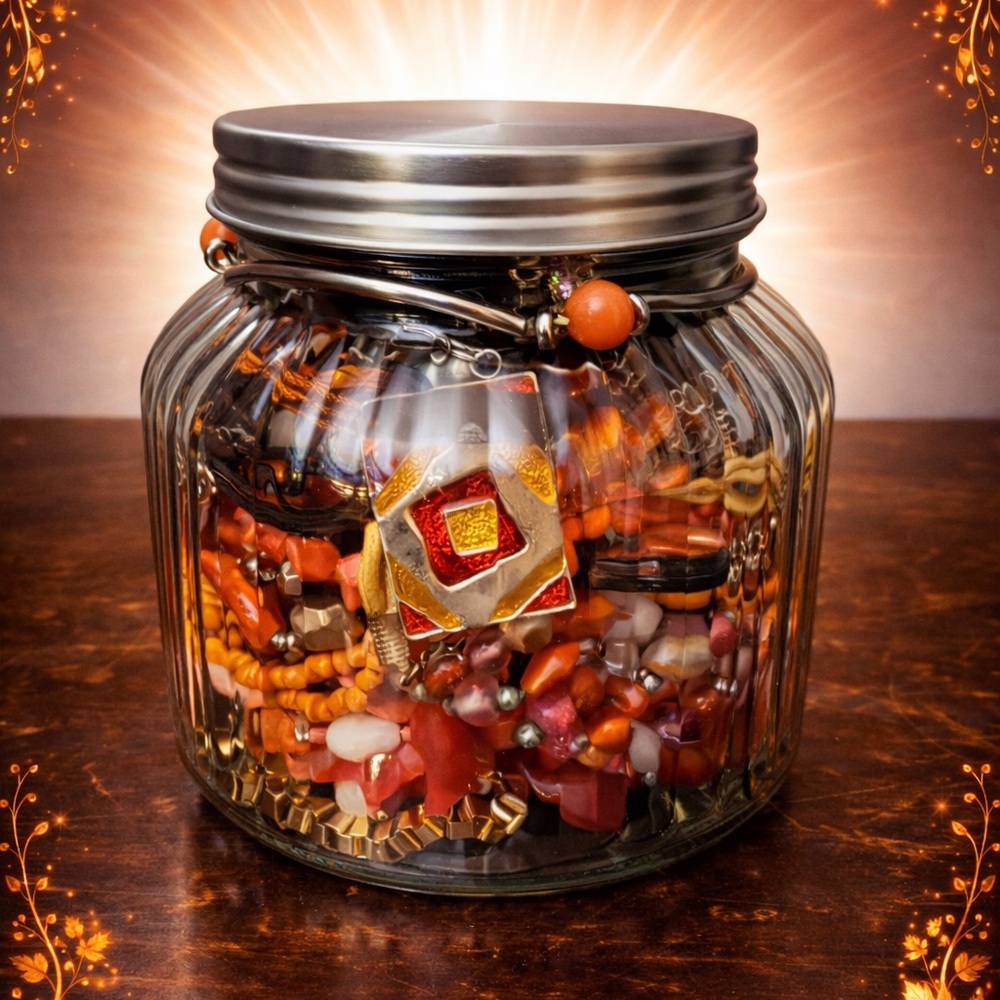 “Peachy Keen” Mystery Jewelry Jar With Floral Statement Necklace